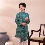 Aurora Green Drape Panjabi + White Payjama