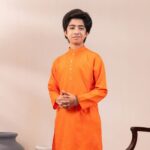 Festive Orange Panjabi with white Payjama