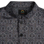 Classic Charcoal Grey Motif Panjabi + White Payjama - Image 5