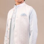 Premium Pastel Soft Blue Panjabi with Koti- 3Pcs - Image 2