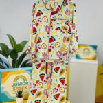 Fruit Fiesta Linen Nightwear Set- Sky Blue