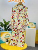 Fruit Fiesta Linen Nightwear Set- Sky Blue