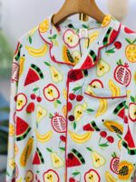 Fruit Fiesta Linen Nightwear Set- Sky Blue - Image 2