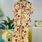 Fruit Fiesta Linen Nightwear Set- Yellow