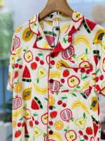 Fruit Fiesta Linen Nightwear Set- Yellow - Image 2