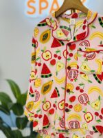 Fruit Fiesta Linen Nightwear Set- Pink - Image 2