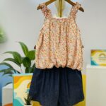 Floral Ruffle Denim Shorts Set