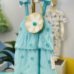 Aqua Daisy Girls Dress with Bag